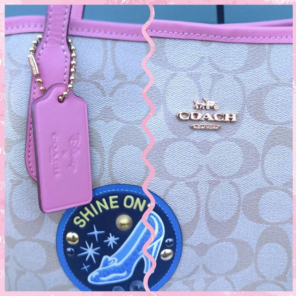 Coach X Disney Cinderella City Tote In Signature C Canvas With Patches - Picture 5 of 11